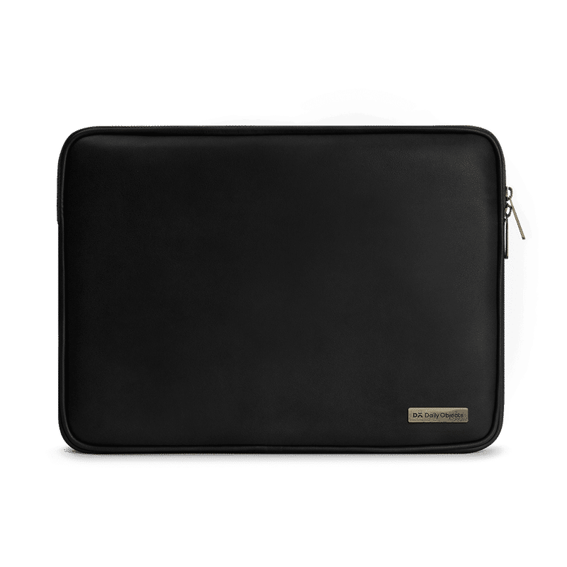 Dailyobjects Black Vegan Leather Zippered Sleeve For Laptop/macbook - 14 Inch