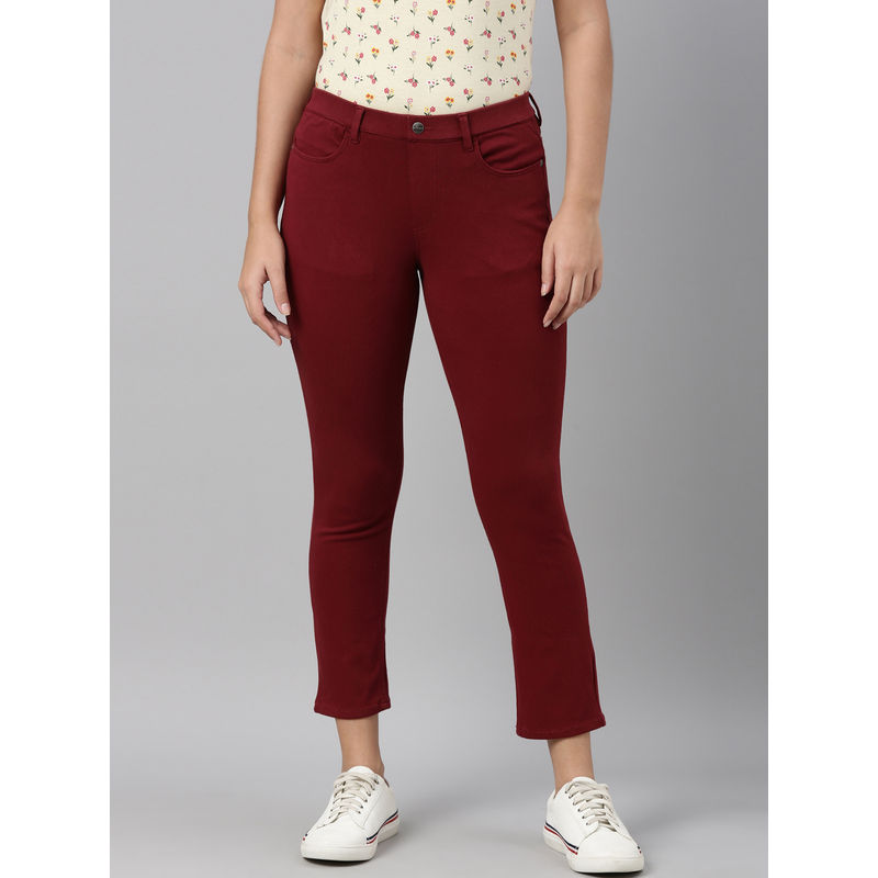Maroon Regular Fit Jeggings main image 0