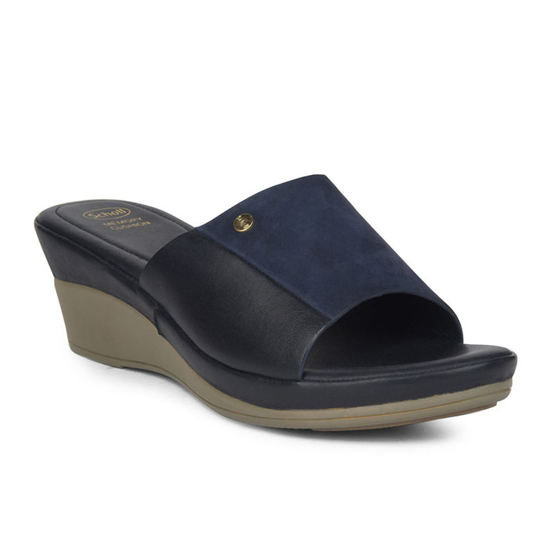 Scholl Women Navy Blue Wedges Heels (UK 5)