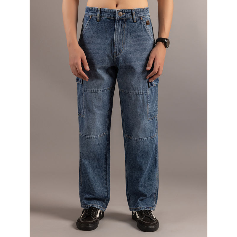 Club York Mid Blue Cargo Jeans for Men (30)
