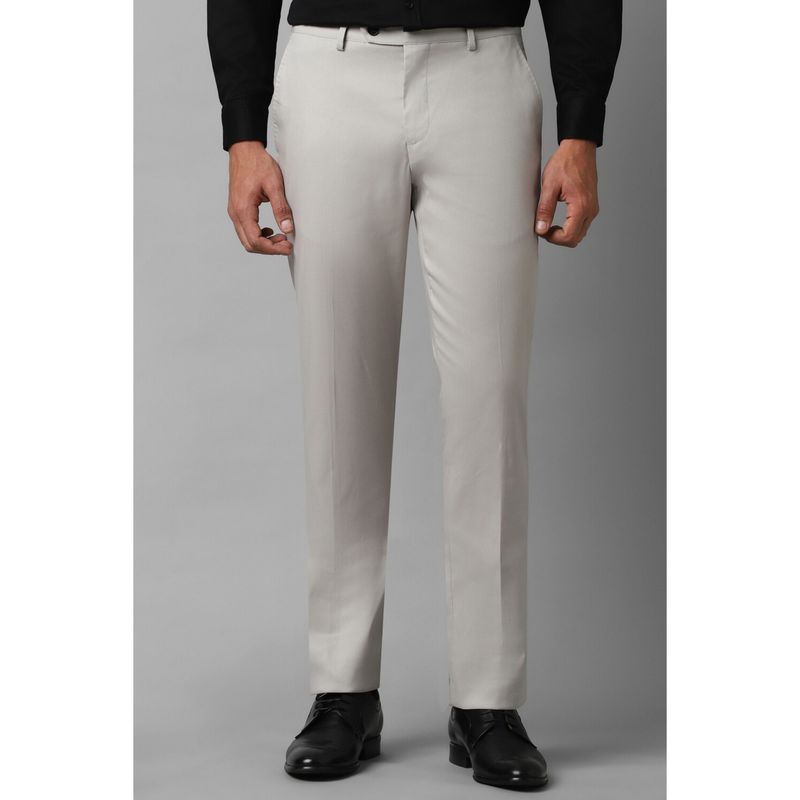Louis Philippe Men Grey Slim Fit Solid Flat Front Formal Trouser (32)