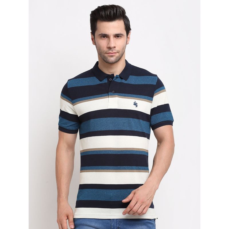 Cantabil Navy Blue Mens Polo T-Shirt (L)