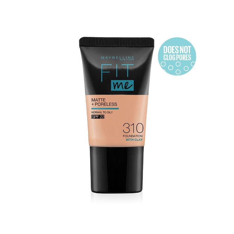 Maybelline New York Fit Me Matte+Poreless Foundation Tube SPF 22 - 310 Sun Beige With Clay