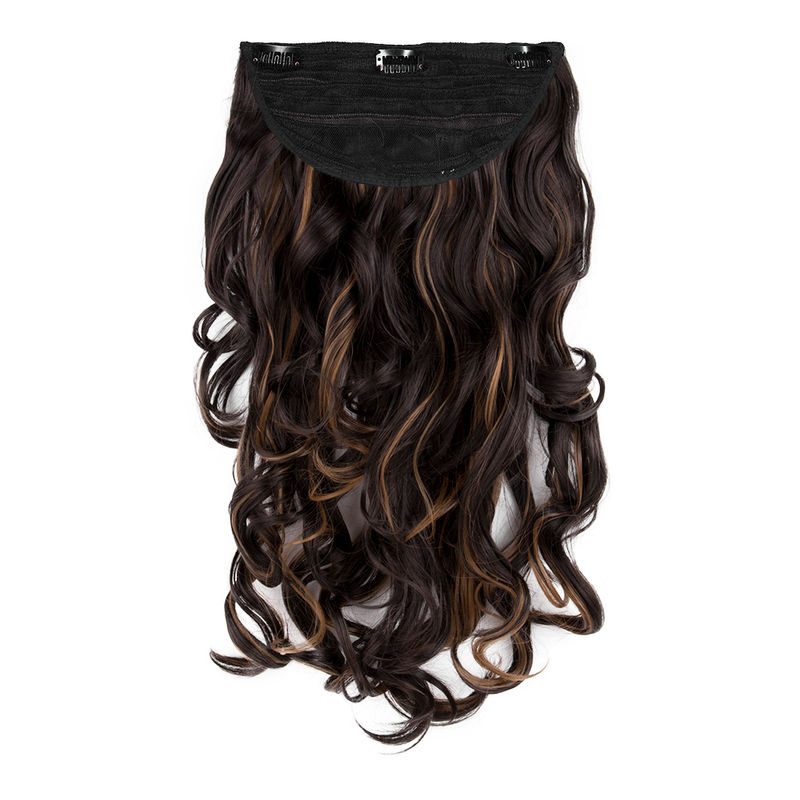 Streak Street Clip-in 18'' Soft Curls Dark Brown Hair Extensions With Golden Highlights