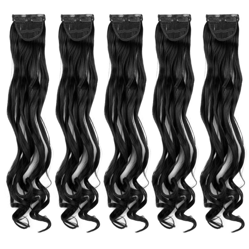 Streak Street Clip-in 20 Curly Natural Black Side Patches (5pcs Set)