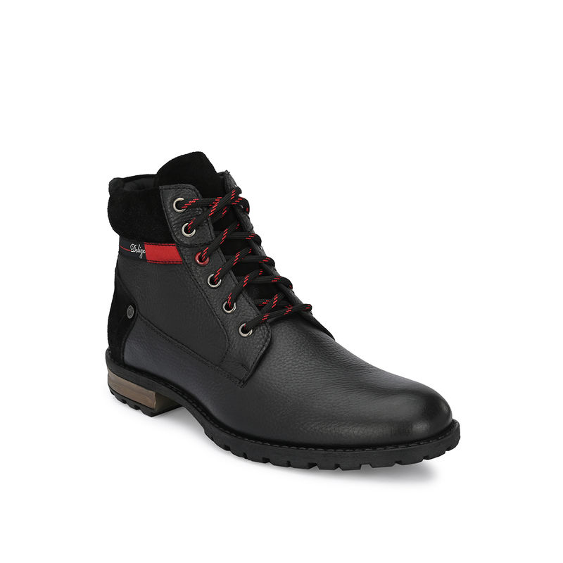 Delize Solid Black Lace-Up Boots (UK 10)