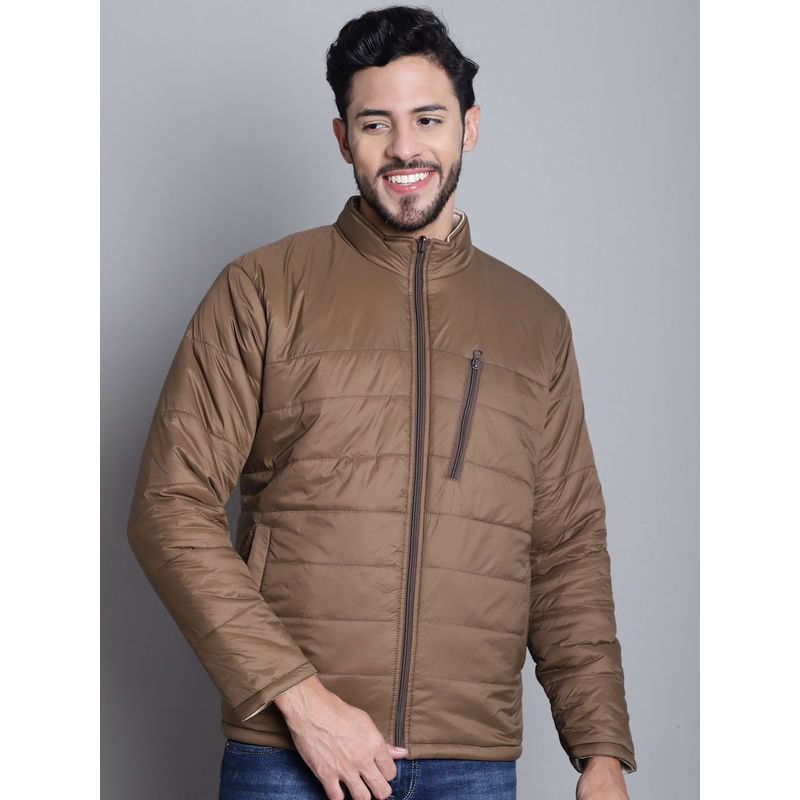 Cantabil Men Brown Full Sleeve Reversible Jacket (XL)