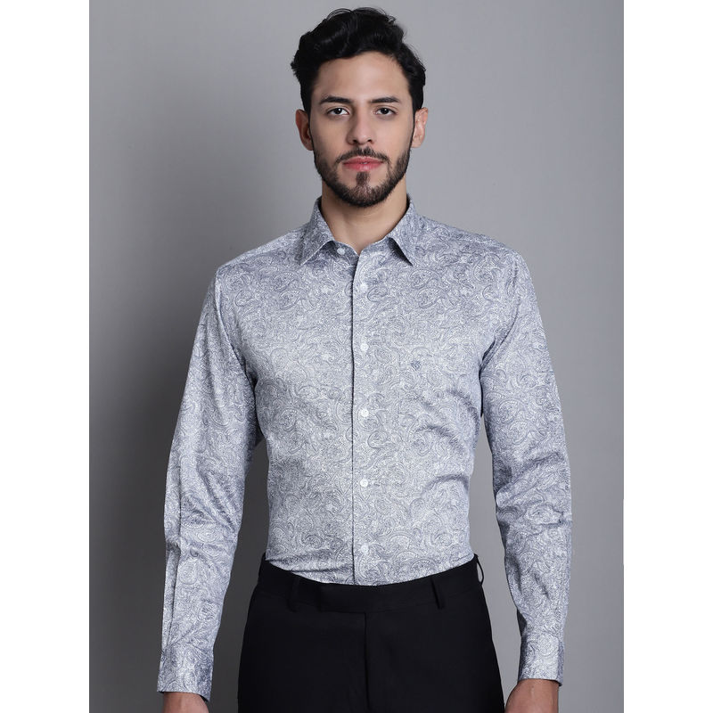 Cantabil Men Navy Blue Party Wear Shirt (42)