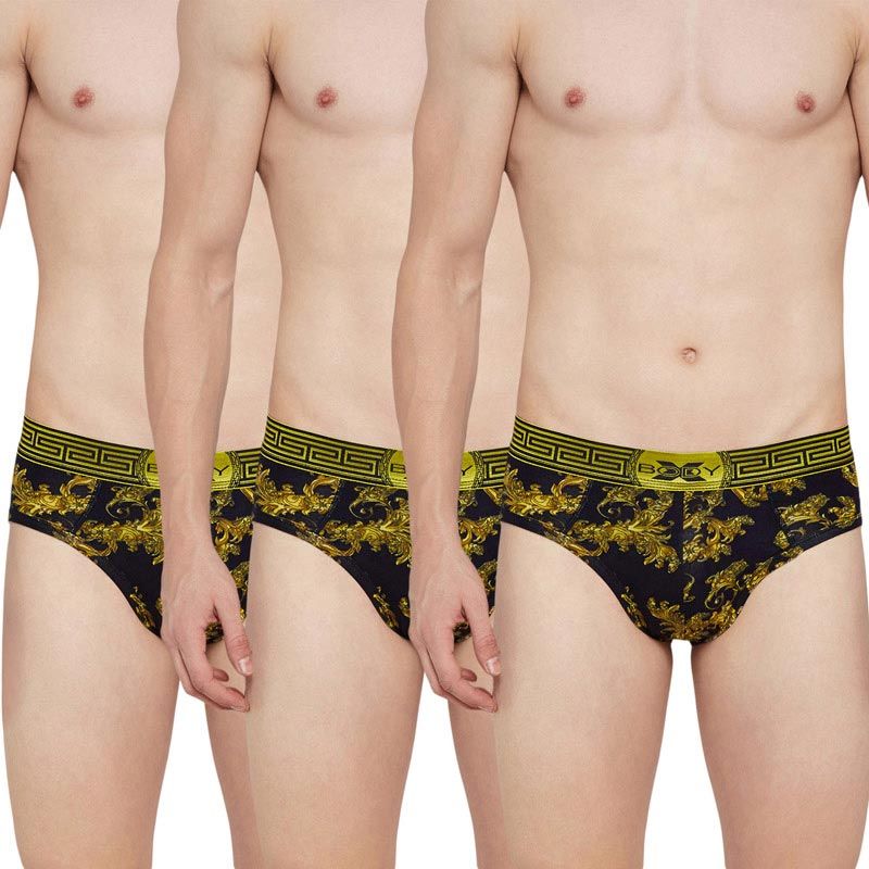 BODYX Pack Of 3 Printed Briefs In Multi-Color (S)