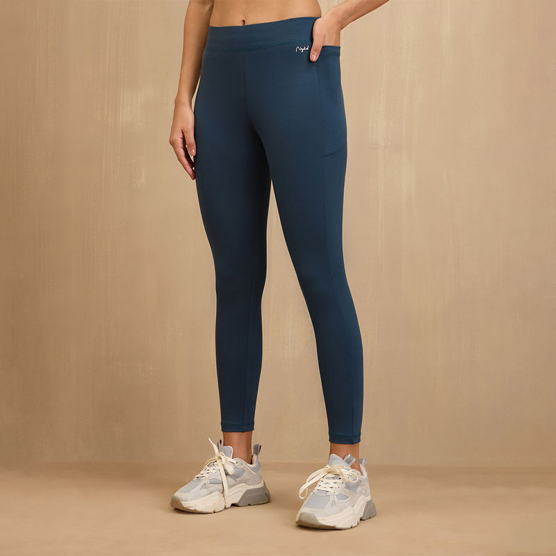 NYKD By Nykaa Comfort Leggings with Pockets! - NYAT401-Blue (S)