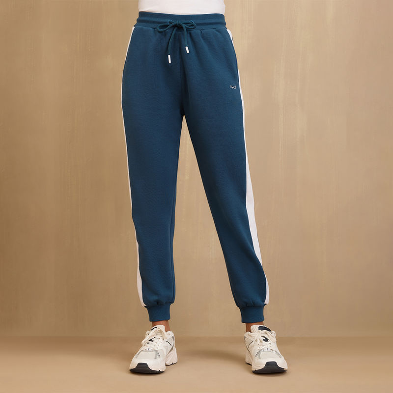 NYKD By Nykaa Cozy Fleece Joggers -NYLE501-Blue (XL)