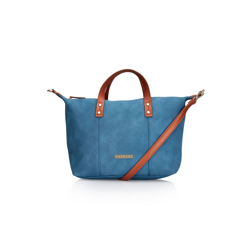 Buy Caprese Felicia Duffle Bag Medium Navy Tan Online