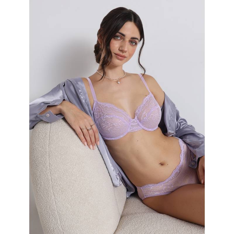 Wacoal India Essential Non Padded Wired Full Cup Lace Bra Lavender (36C)