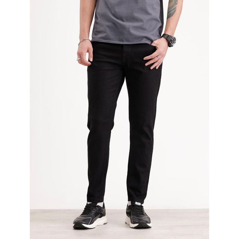 WROGN Solid Skinny Crop Denim Jeans-Black (32)