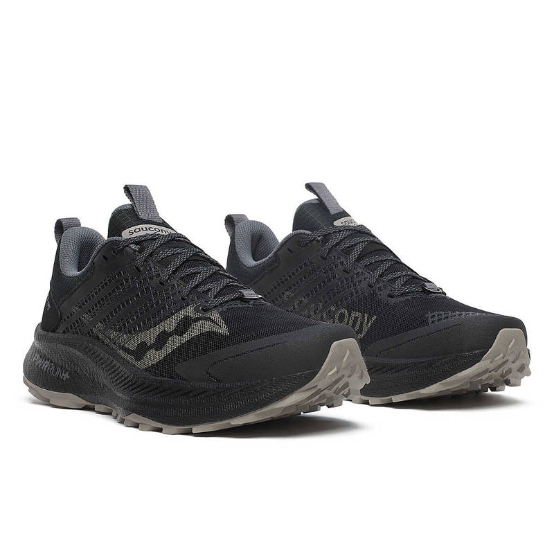 Saucony Men Ride Tr2 Running Shoes Pwrtrac Black & Carbon (UK 12)