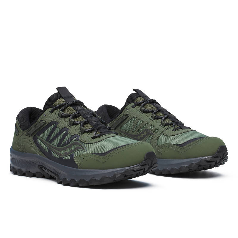 Saucony Unisex Grid Peak Sneakers Progrid Forest Green & Black (UK 7)
