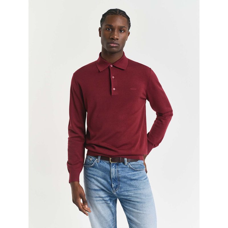 GANT Mens Red Merino Wool Polo T-Shirt (S)
