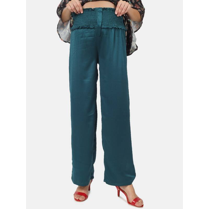 Angloindu Turqouise Smocked Waist Maternity Pant (S) (S)