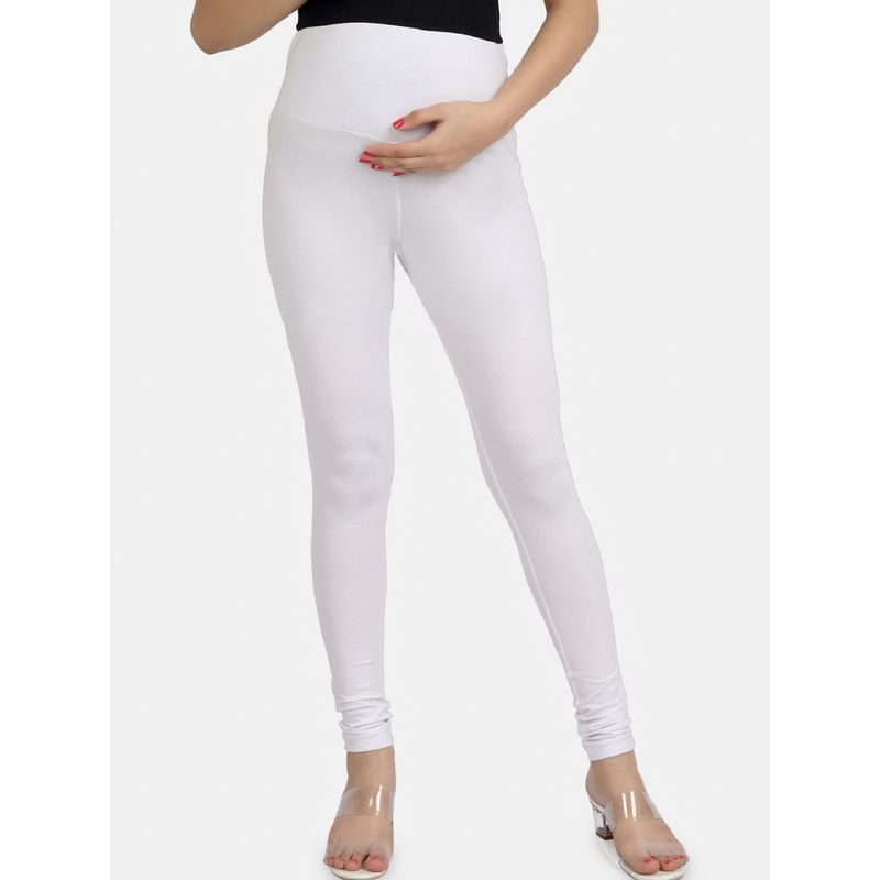 Angloindu White Mid Waist Maternity Leggings (XL) (XL)