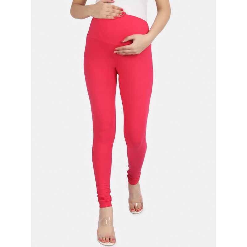Angloindu Pink Mid Waist Maternity Leggings (S) (S)