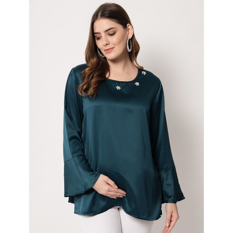 Angloindu Green Embellished Maternity Top (S) (S)