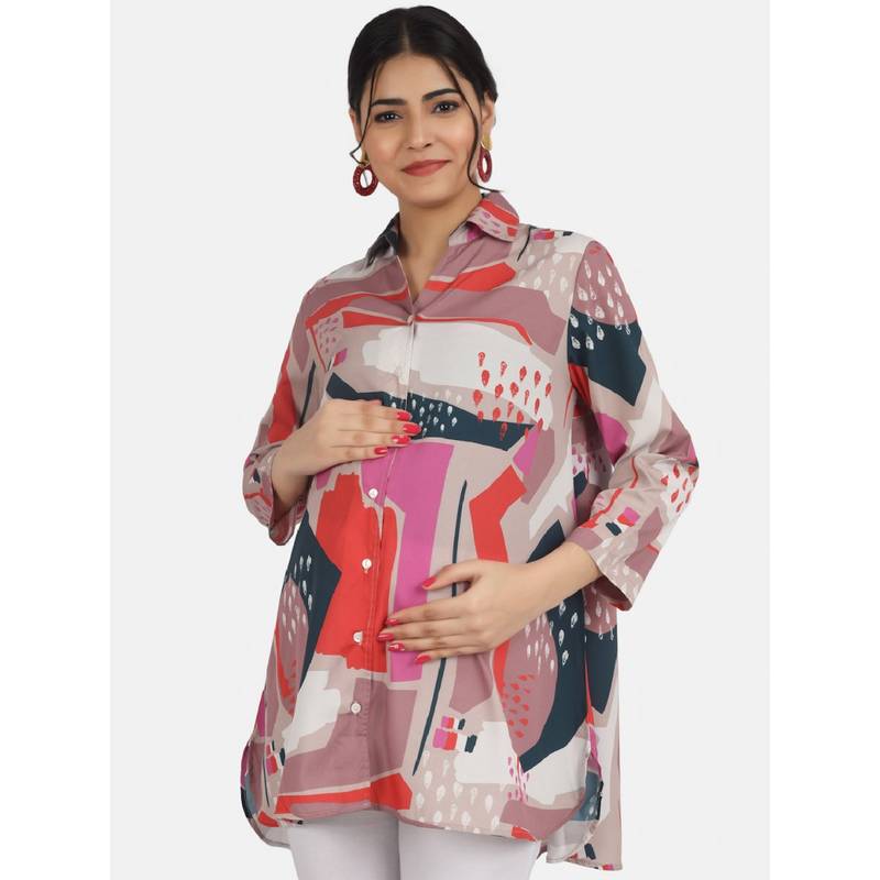 Angloindu Abstract Print Maternity Shirt (M) (M)