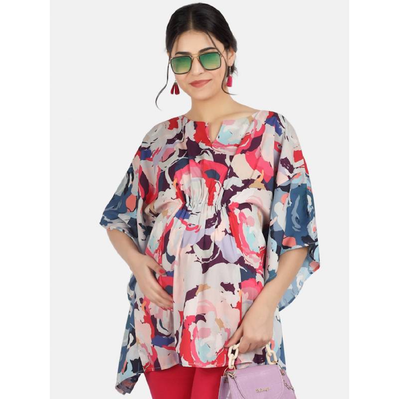 Angloindu Abstract Floral Maternity Kaftan Top (S) (S)