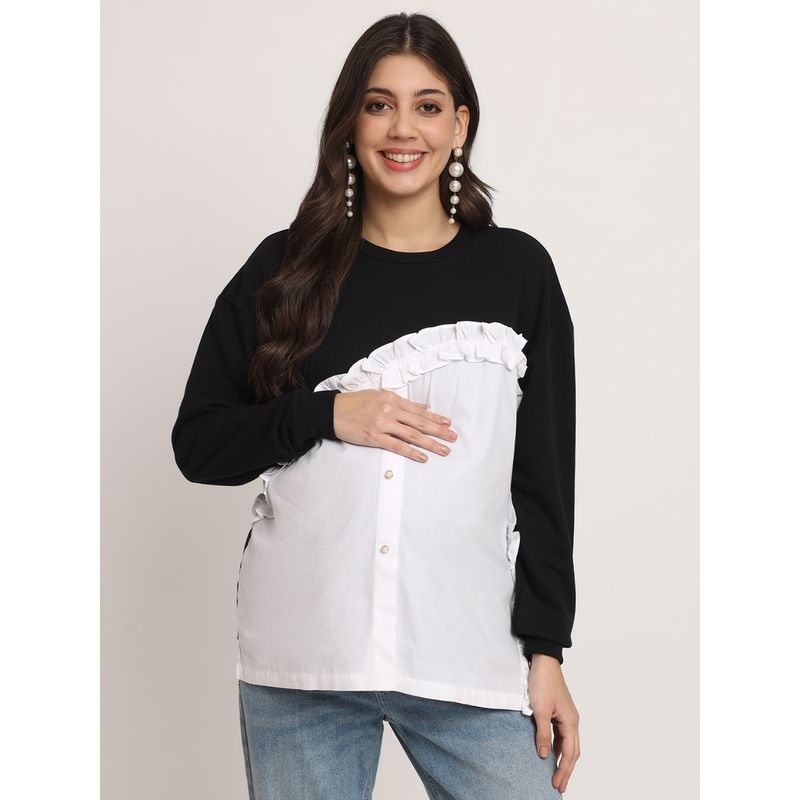 Angloindu Black and White Maternity Top (S) (S)