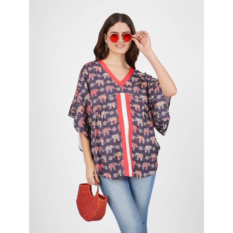 Angloindu Blue Printed Maternity Top (S) (S)