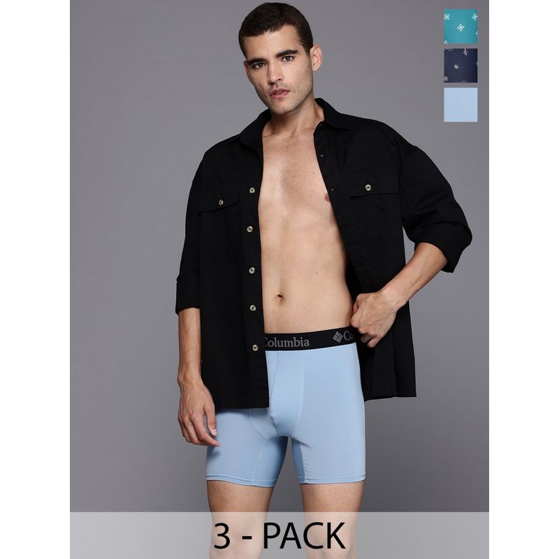 Columbia Men Multi-Color Omni-Wick Printed Polyester Stretch Boxer Briefs (Pack of 3) (XS)