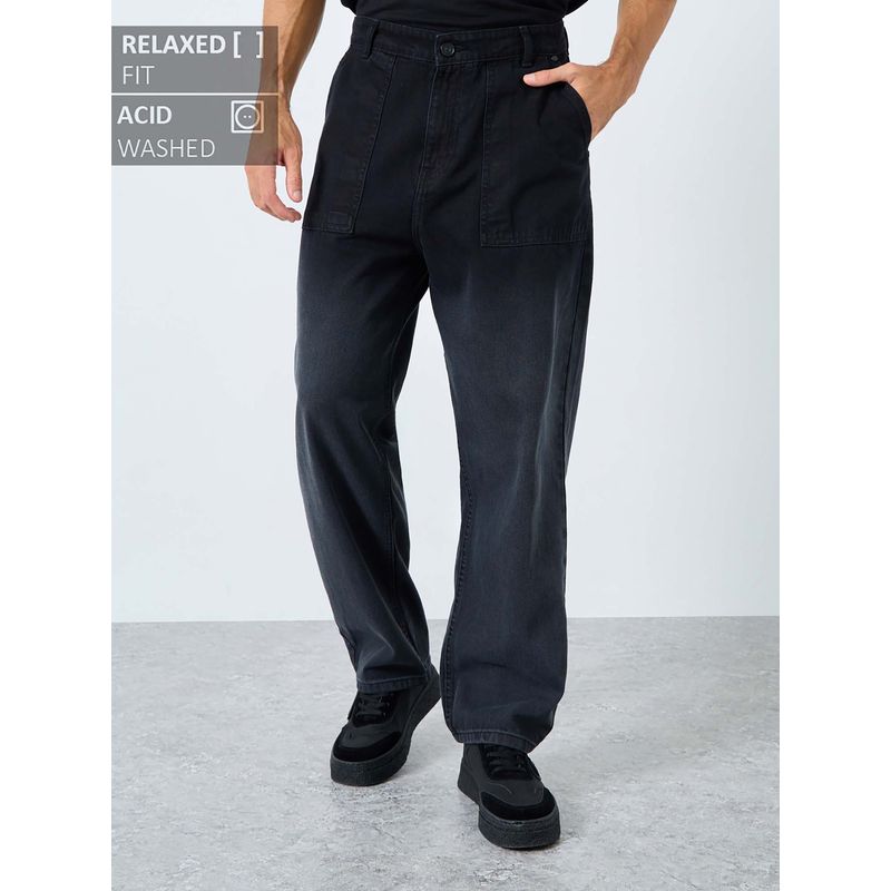 Styli Men Acid Wash Loose Fit Jeans (30)