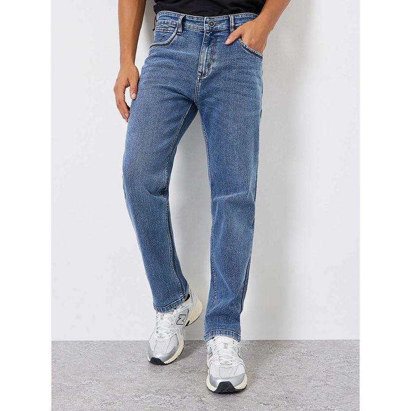 Styli Men Regular Fit mid-wash blue Jeans (30)