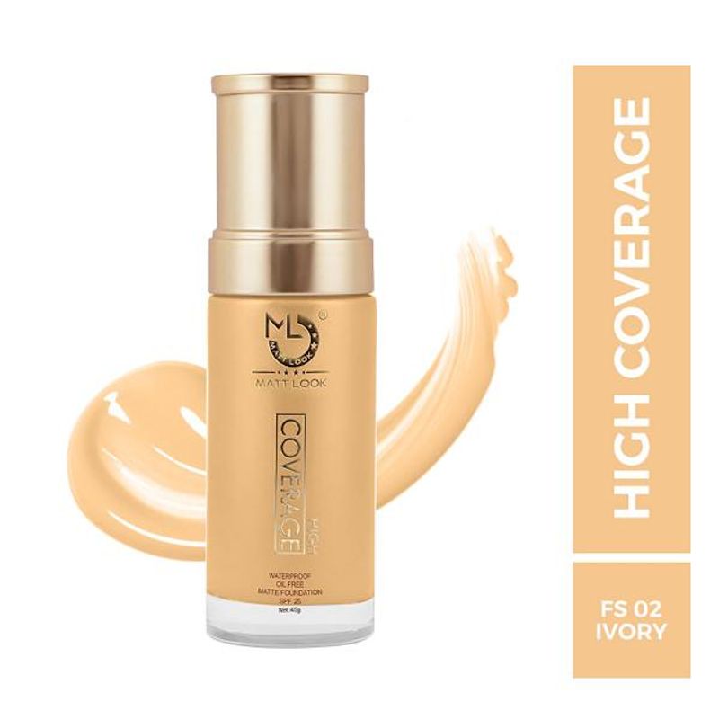 Matt look High Coverage Waterproof Oil Free Matte SPF 25 Foundation - Ivory