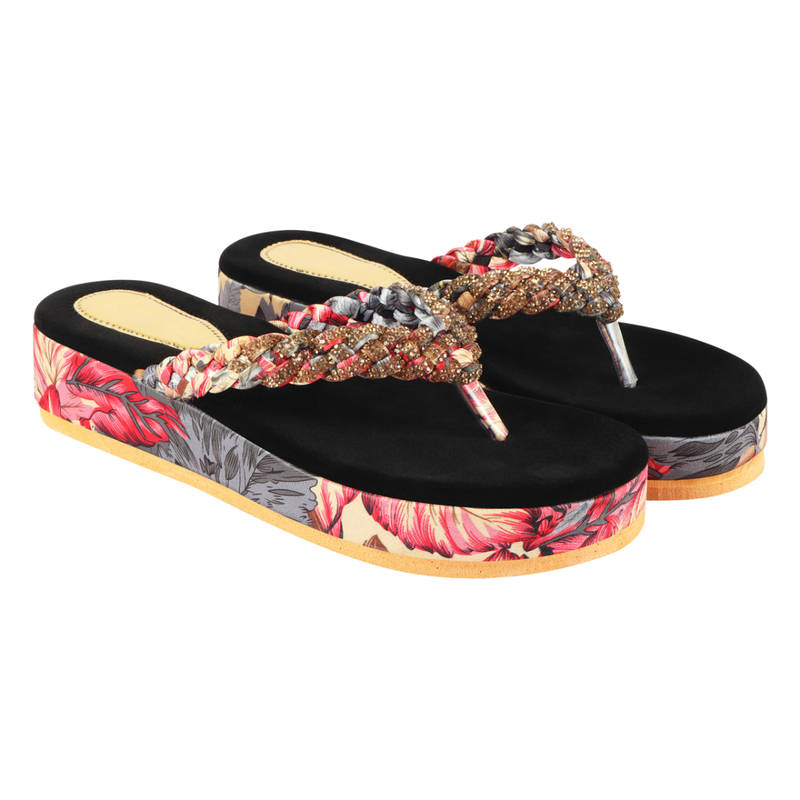 Shoetopia Women Red Woven Design Platforms (EURO 36)