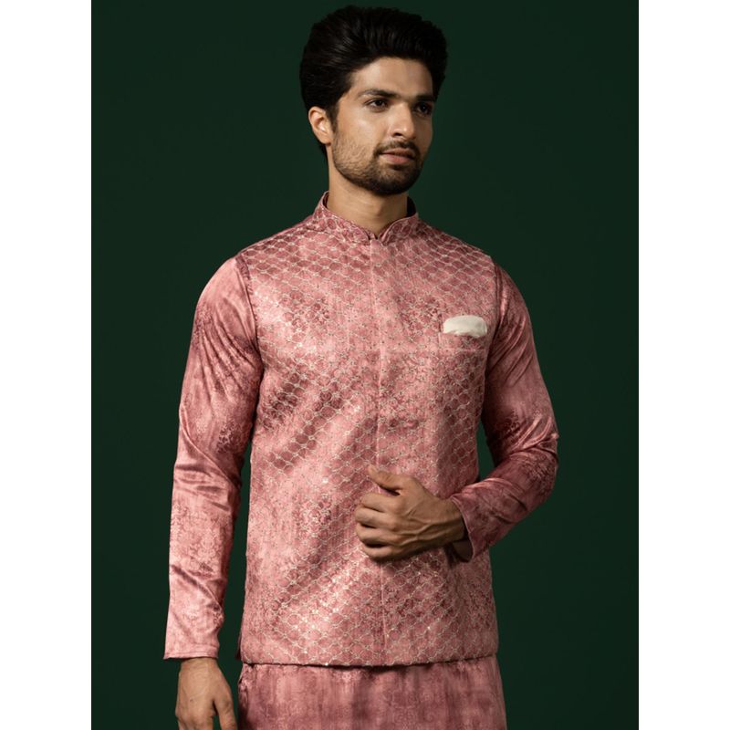 KISAH Men Pink Nehru Jacket (L)
