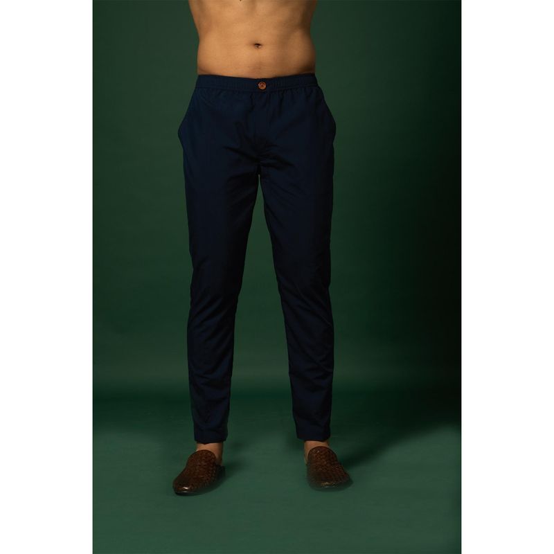 KISAH Men Navy Blue Trouser (L)