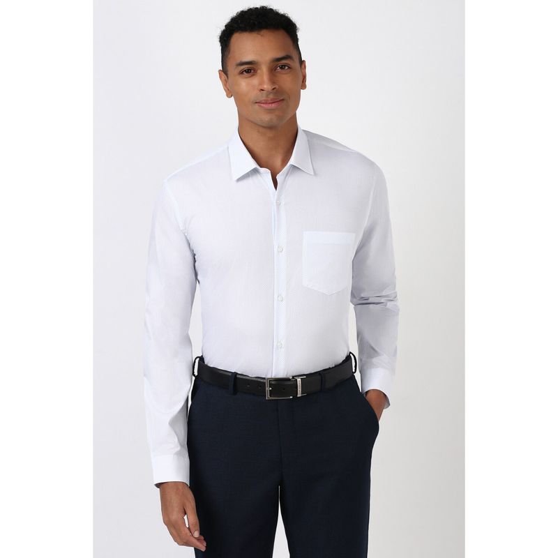 Peter England Men White Regular Fit Printed Formal Shirt (44)