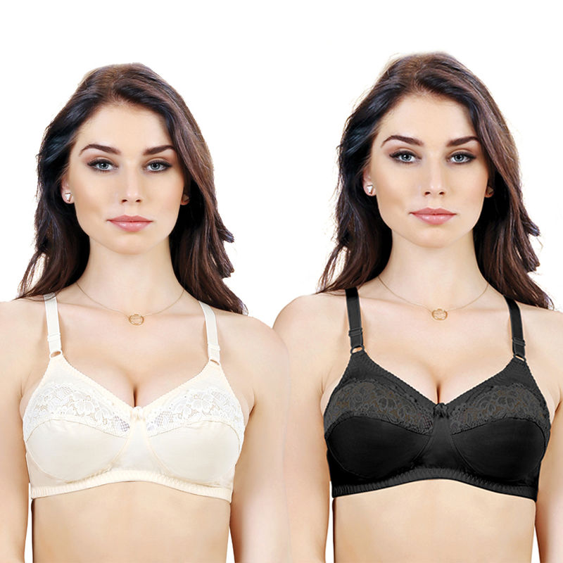 Groversons Paris Beauty women's cotton full coverage non-padded non-wired bra-PO2 (38D)