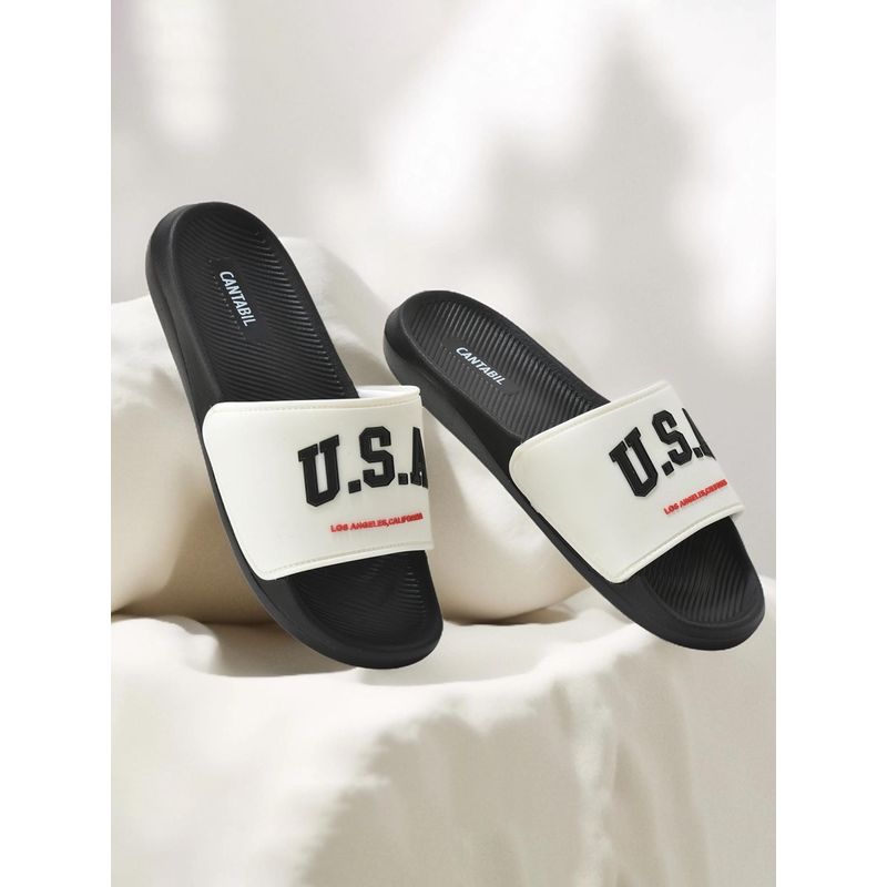 Cantabil Casual Sliders For Men With Cushioned Insole - White (UK 7)