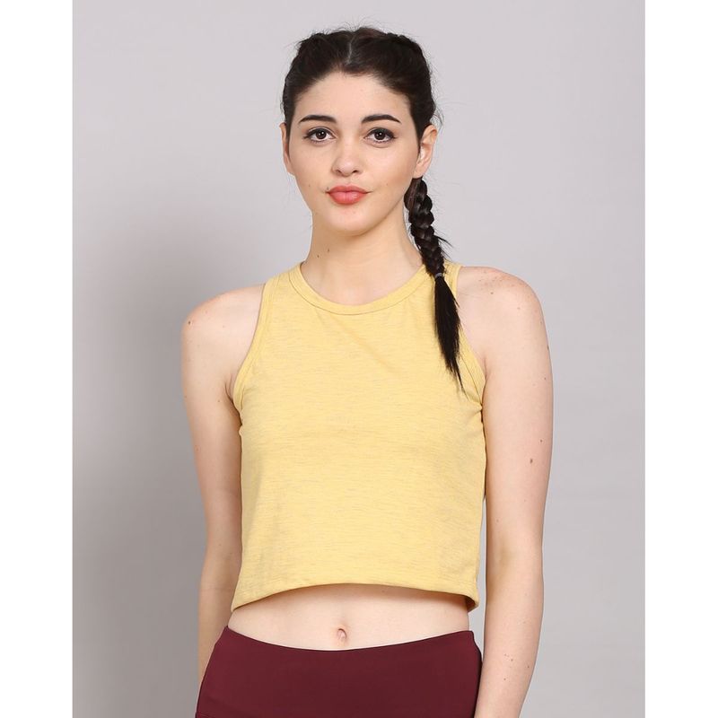 The Dance Bible Sleeveless Racerback Round Neck Yellow Crop