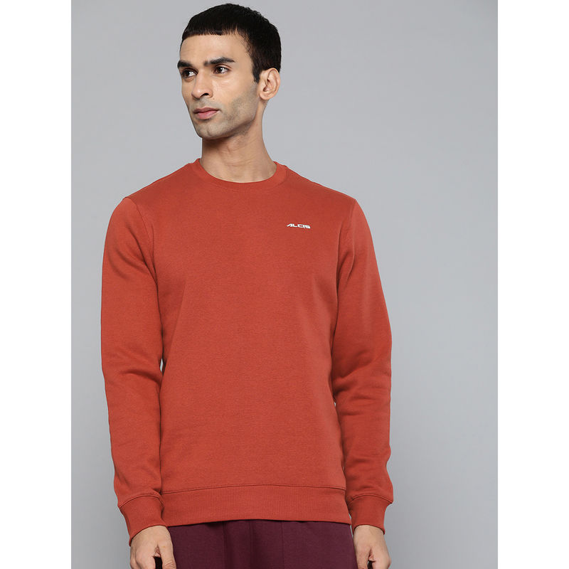 Alcis Men Solid Rust Sweatshirts (L)