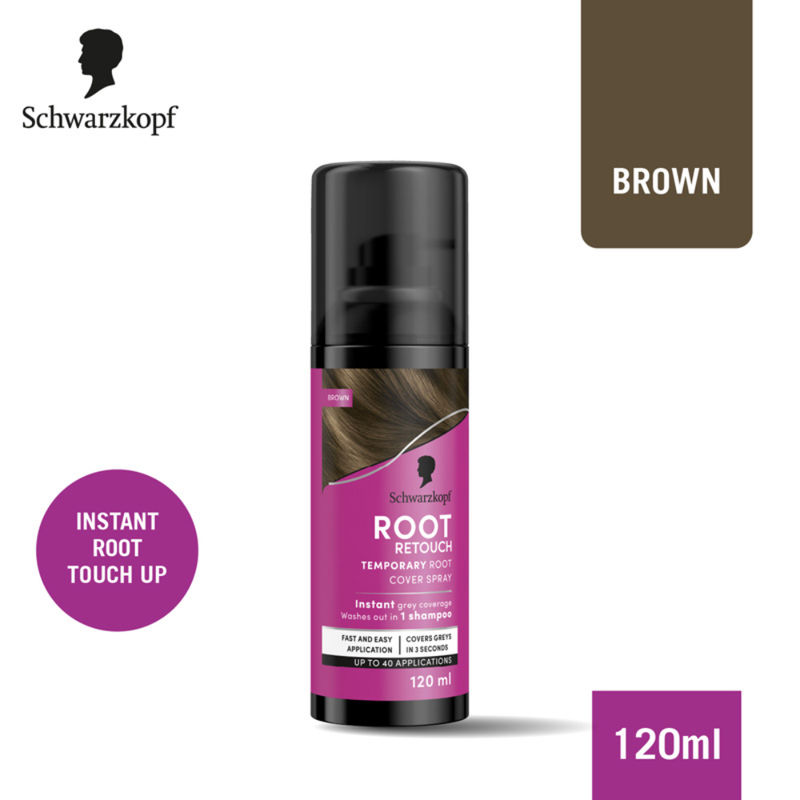 Schwarzkopf Root Retouch Instant Grey Hair Concealer Spray, Sweat And Rain Resistant - Brown