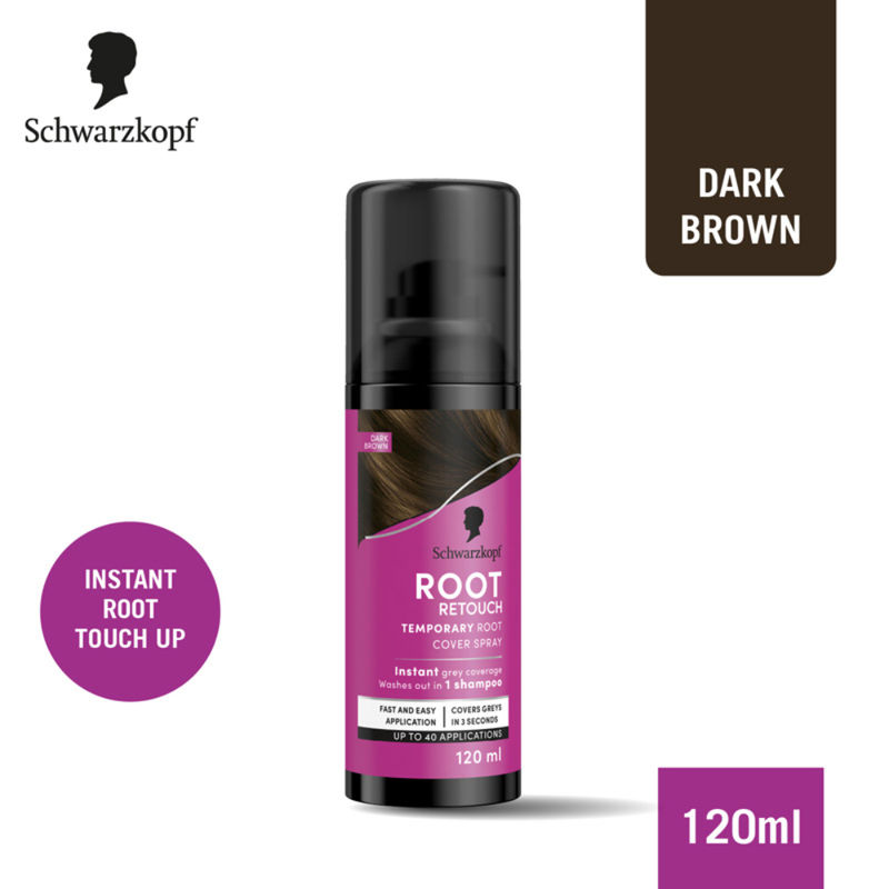 Schwarzkopf Root Retouch Instant Grey Hair Concealer Spray, Sweat & Rain Resistant - Dark Brown