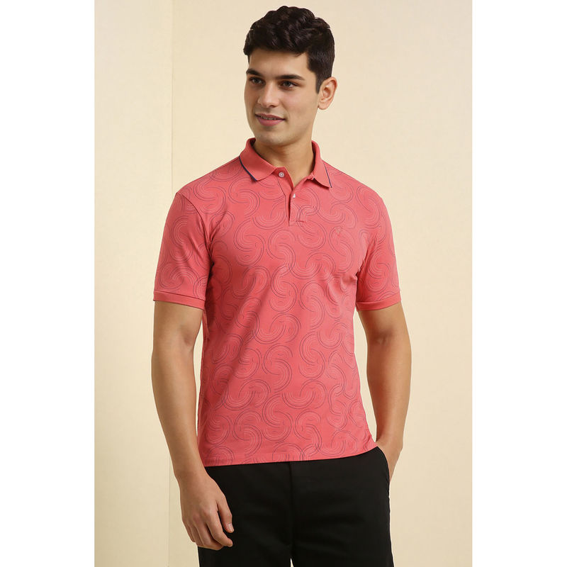 Allen Solly Men Coral Print Polo Neck T-Shirt (XL)