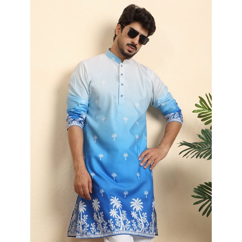 Kraft India Cotton Blend Ombre Printed Blue Kurta (44)
