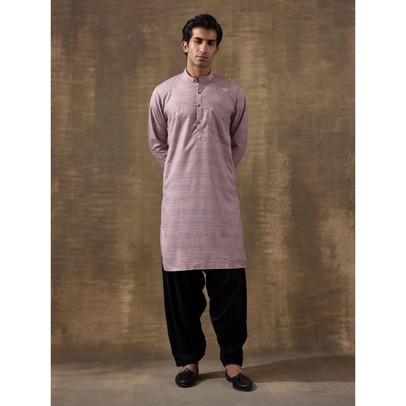 SATWAA Light Lavender Khadi Men Kurta (38)