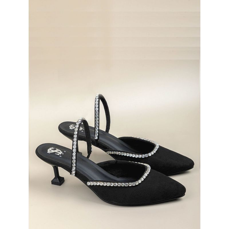 Buy Shoe that fits you Black Diamantine Pointed Heels Online