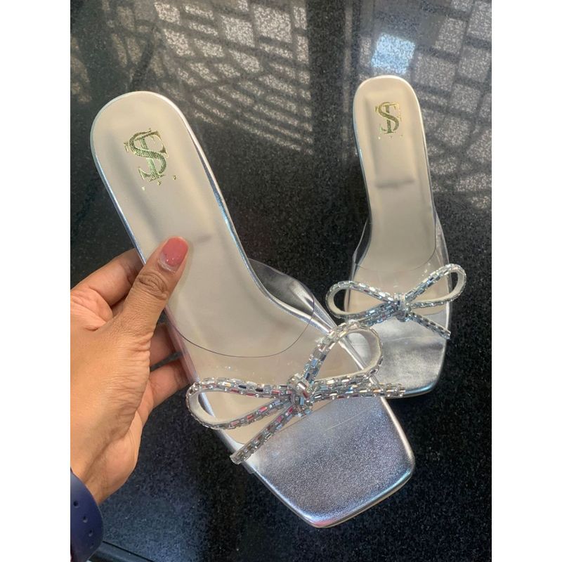 Shoe that fits you Silver Bow Glass Heels (EURO 41)