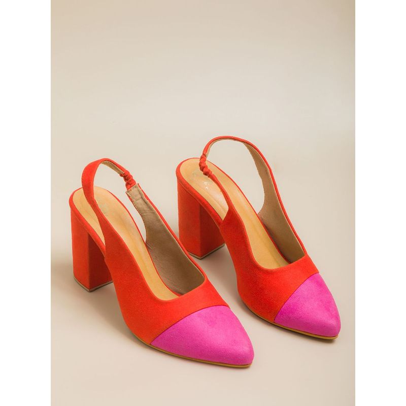 Shoe that fits you Orange Pink Colorblock Heels: Buy Shoe that fits you ...