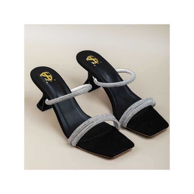 Shoe that fits you Black Double Lacey Heels (EURO 35)